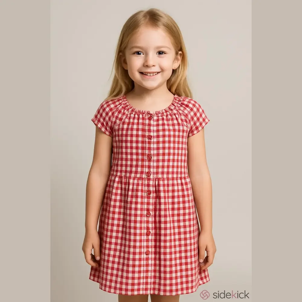 Uniqlo Girls Size 11 Pink White Checkered Dress